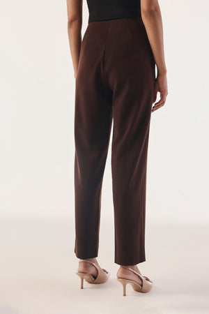Buckled High Waist Tapered Trousers