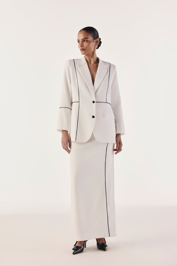 Linear Piped Single Breasted Blazer