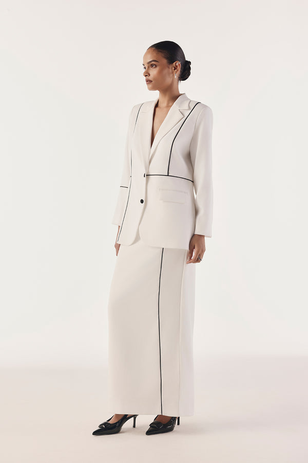 Linear Piped Single Breasted Blazer