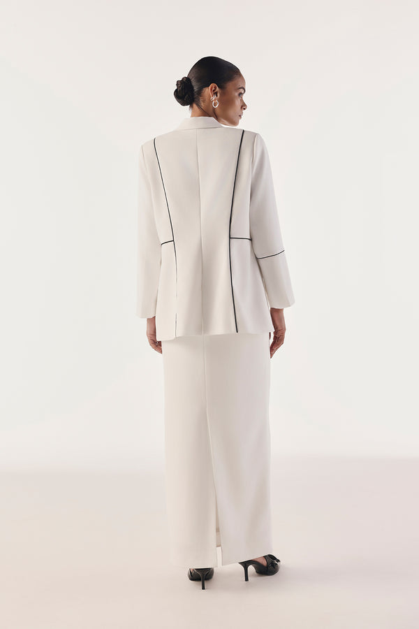Linear Piped Single Breasted Blazer