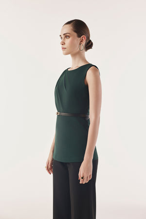 Belted Peplum Contour Top