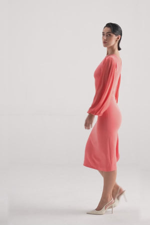 Sculpted Voluminous Sleeve Dress