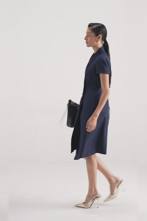 Deconstructed Double-Breasted Blazer Dress