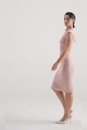 Reversed Collar Slimming Dress