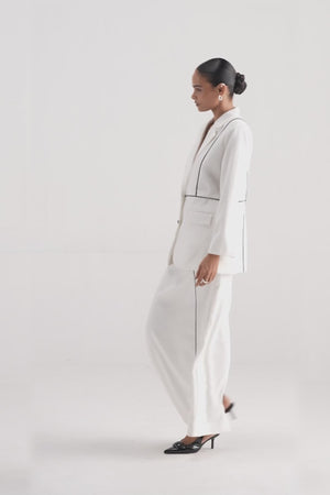 Linear Piped Single Breasted Blazer