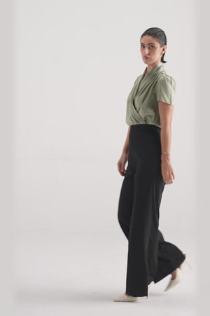 Roll Collared Wrap Body Suit
