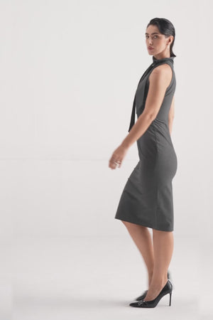 Tie Up Neck Bodycon Dress